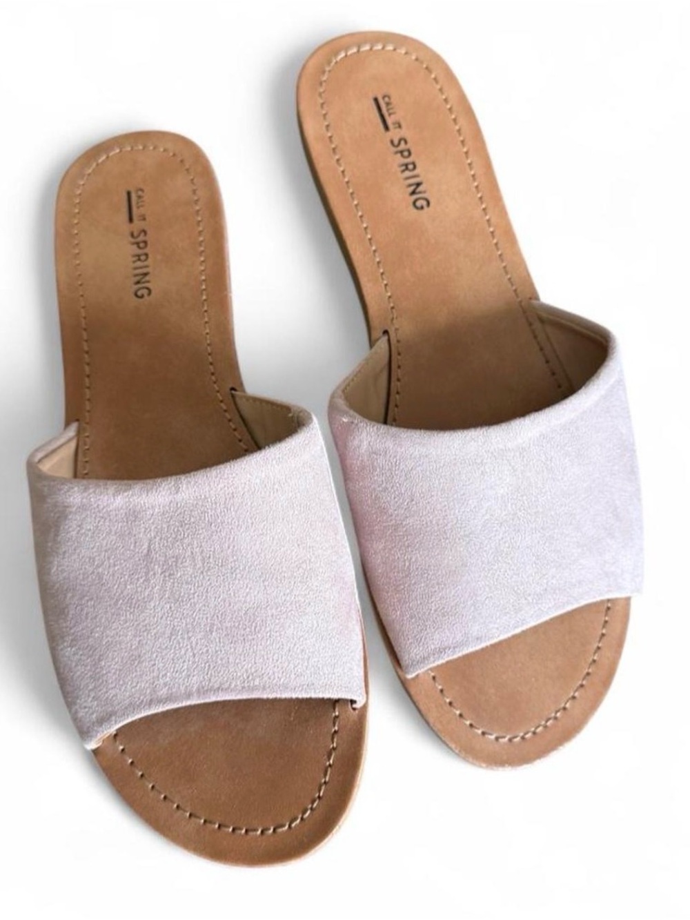 Call It Spring Pale Pink Suede Slide Sandals